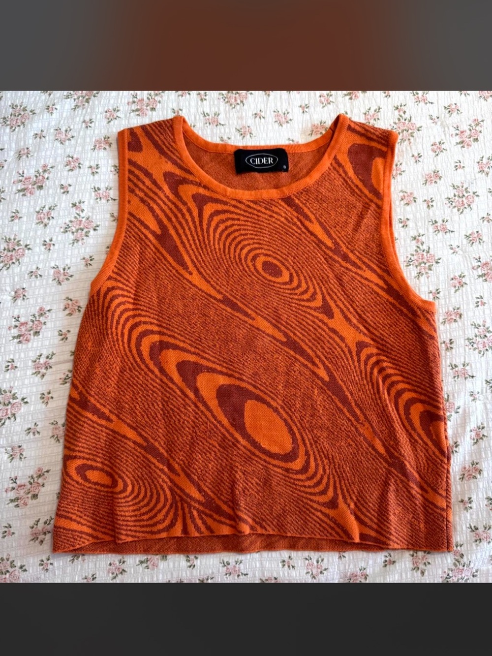 Orange abstract print top
